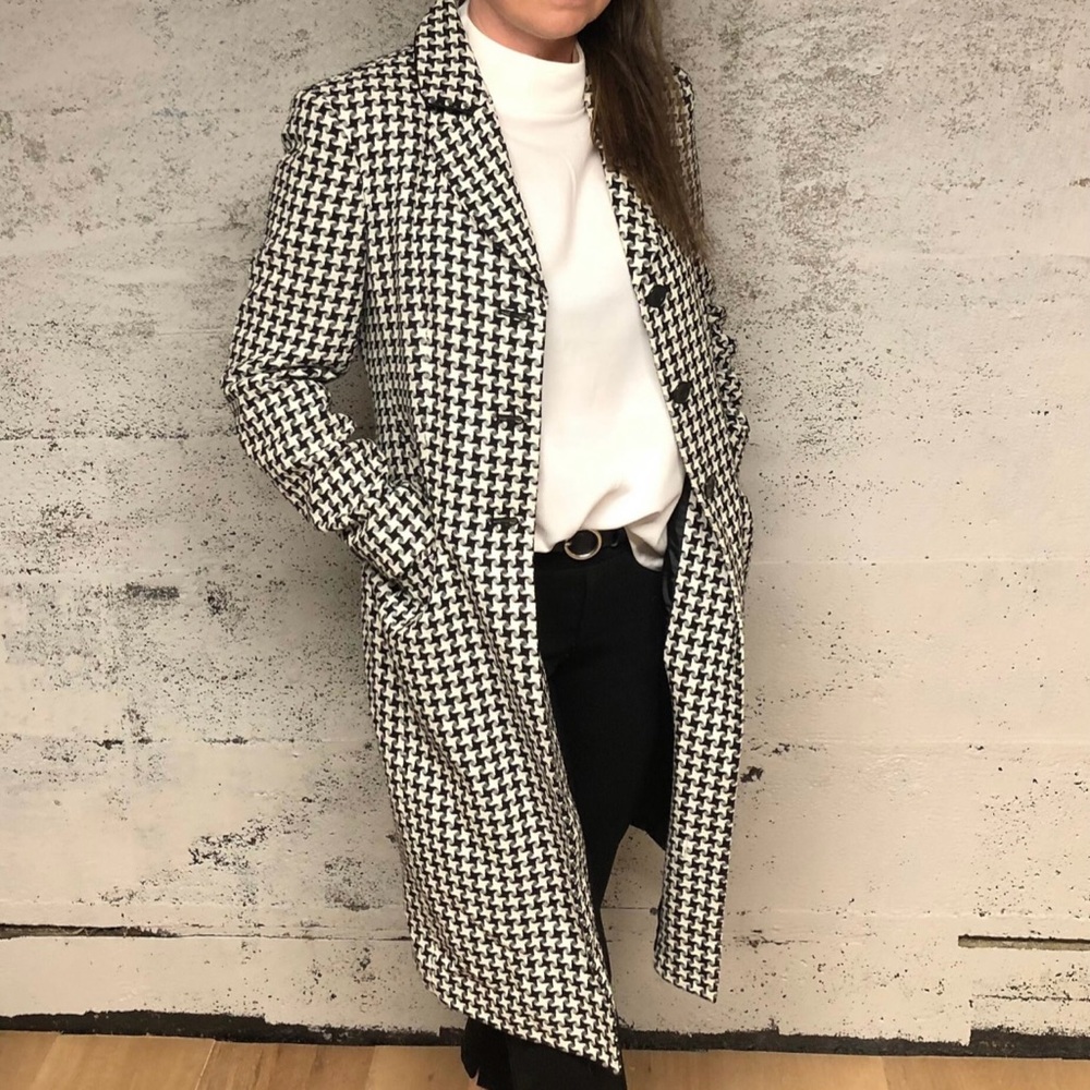 Jones New York Dressy Jacket Size 4 Classic Houndstooth Black & White